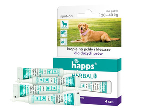 Happs Herbal - krople na pchły i kleszcze dla dużych psów 4szt