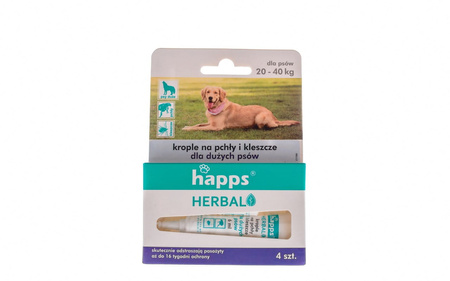 Happs Herbal - krople na pchły i kleszcze dla dużych psów 4szt